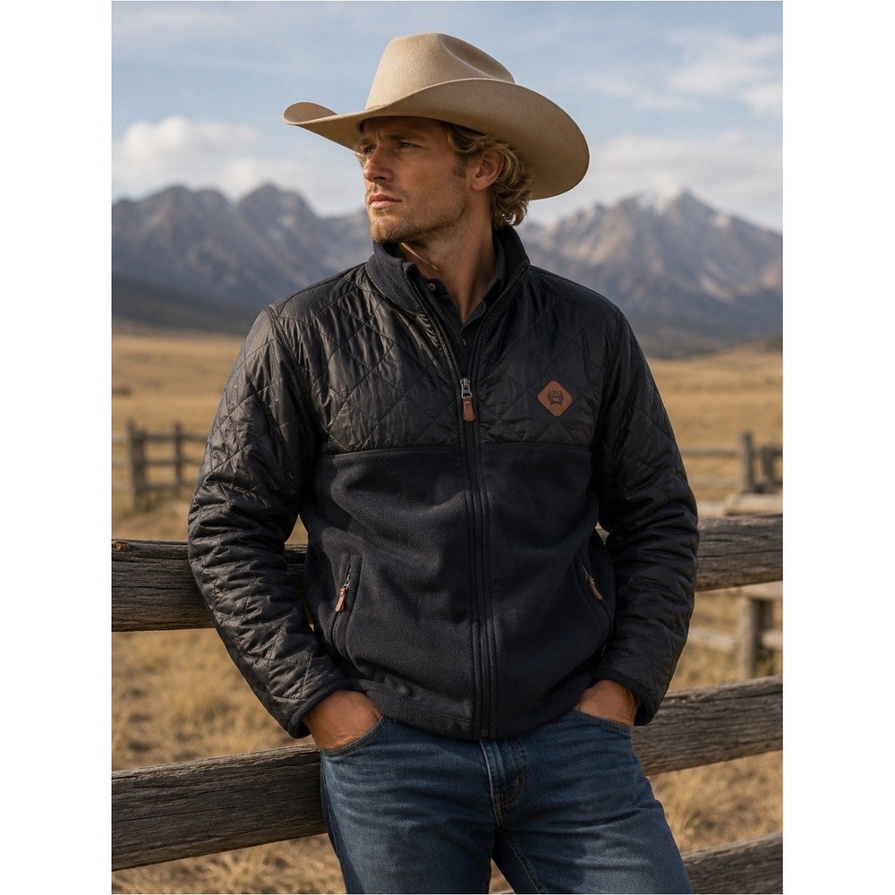 Cinch Lightweight Jacket Men's L Navy‎ Full Zip Fleece Lined Western